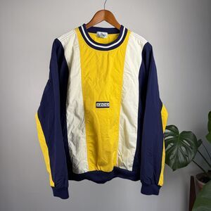 Vintage IZOD Pullover Windbreaker Jacket-Style | Colorblock Yellow Navy 90s